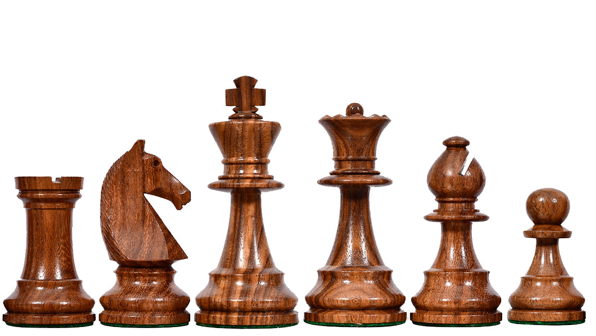 Reproduced 90s French Chavet Championship Tournament Chess Pieces V2.0 in Sheesham / Box Wood - 3.6" King