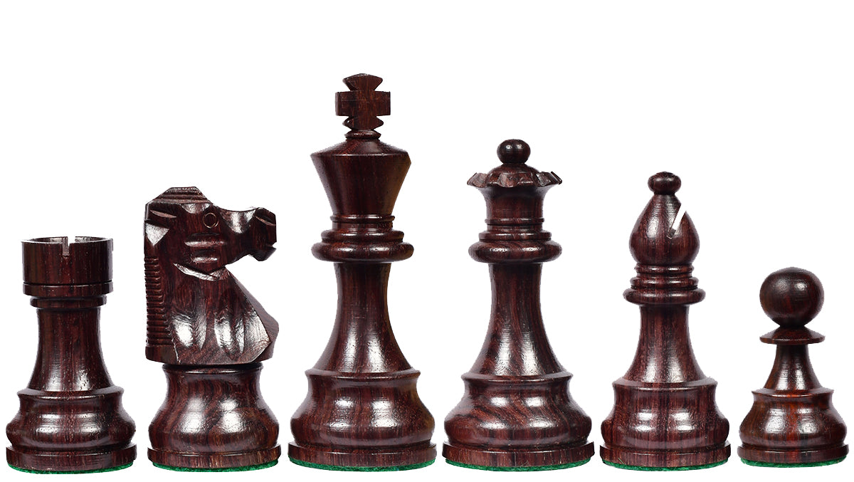 Reproduced French Lardy Exclusive Tournament Size Weighted Wooden Chess Pieces in Indian Rosewood / Box wood - 3.75"