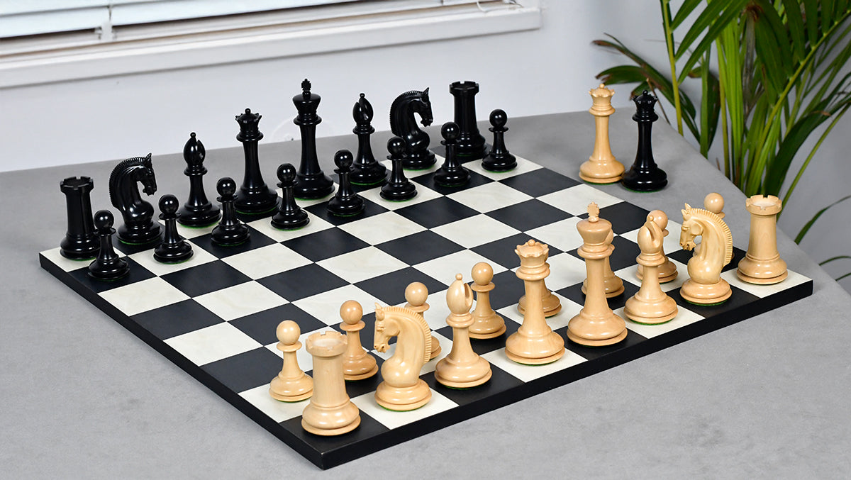 The Red Rum Luxury Staunton Series Chess Pieces in Ebony / Boxwood - 4.4" King