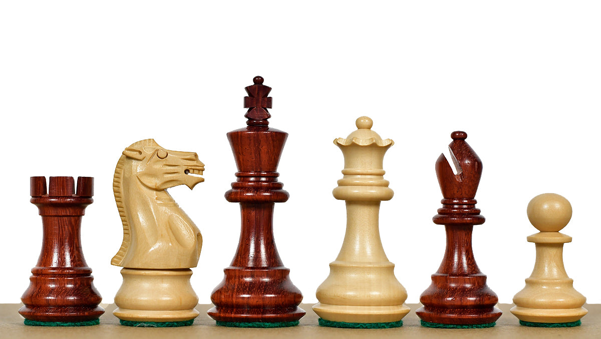 Classic 101 Staunton Series Club Size Weighted Chess Pieces in Bud Rosewood & BoxWood - 3.0" King