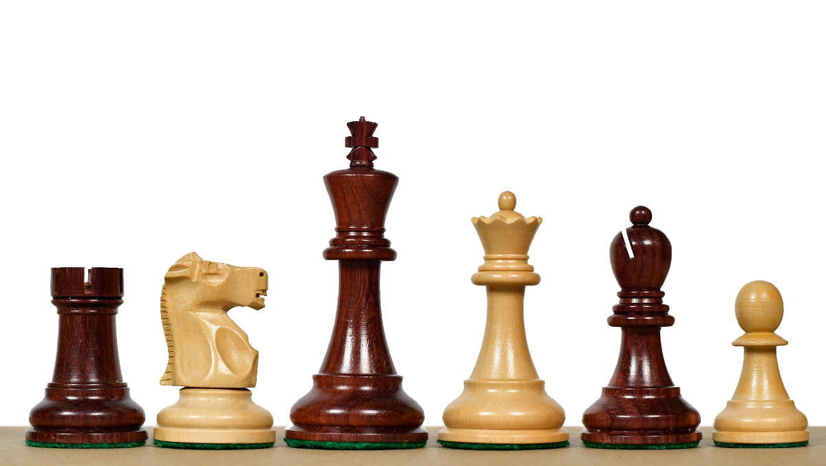 1972 Fischer Spassky Staunton Pattern Chess Pieces V2.0 in Bud Rosewood & Boxwood - 3.75" King