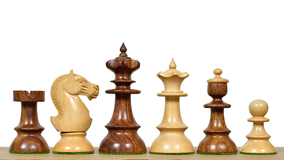 Vintage Series Original Austrian Coffee House Old Vienna Chess Pieces in Sheesham Wood and Boxwood V2.0- 3.75" King