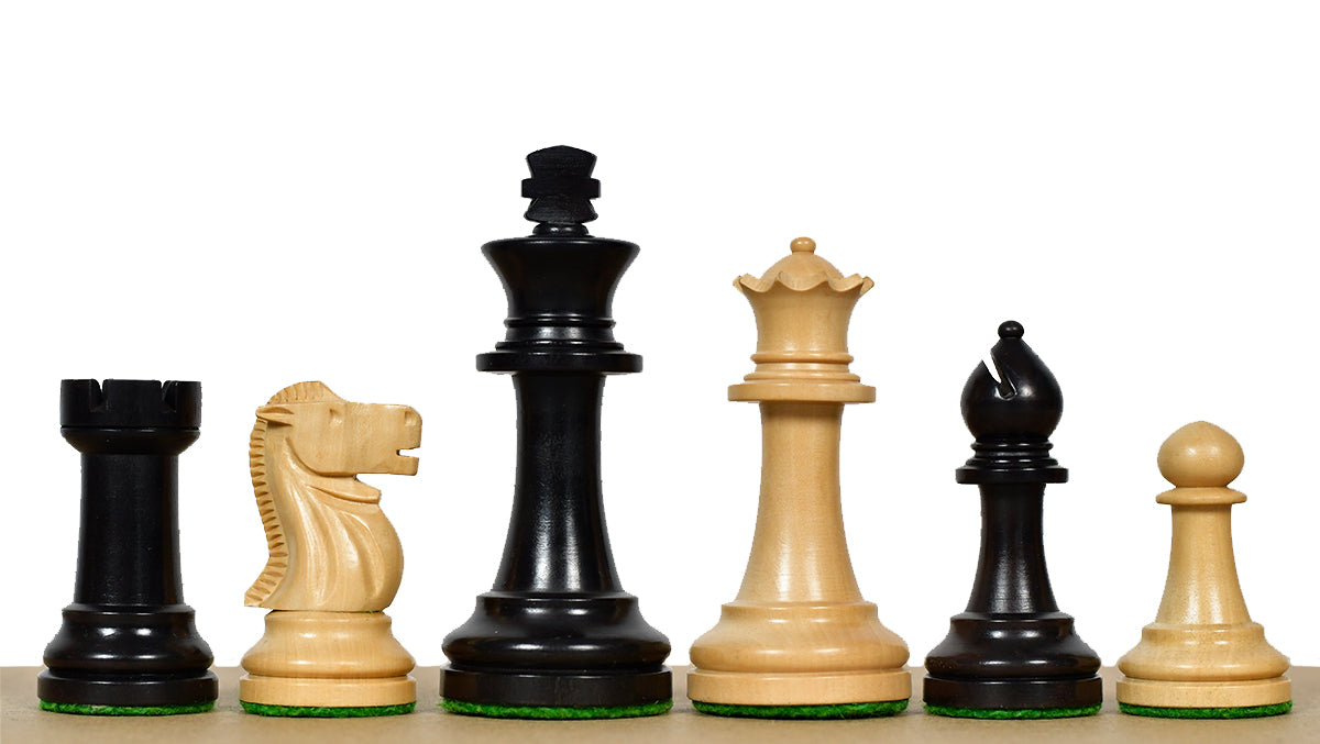 Canadian Staunton Series Chess Pieces in Ebonized Boxwood /Natural Boxwood - 3.3" King