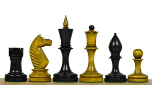The Repro of Averbakh 1949 Moscow Chess Championship Chess Pieces in Ebonized & Antiqued Boxwood 4.20 inch King - 1130 Grams Weight