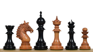 Sikh Empire Series Triple Weighted Wooden Handmade Chess Pieces in Genuine Ebony Wood and Antiqued Wood - 4.5" King