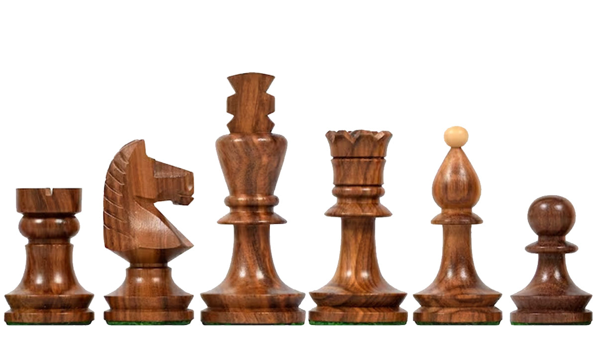 Reproduced Romanian-Hungarian National Tournament Chess Pieces in Sheesham & Boxwood - 3.8" King