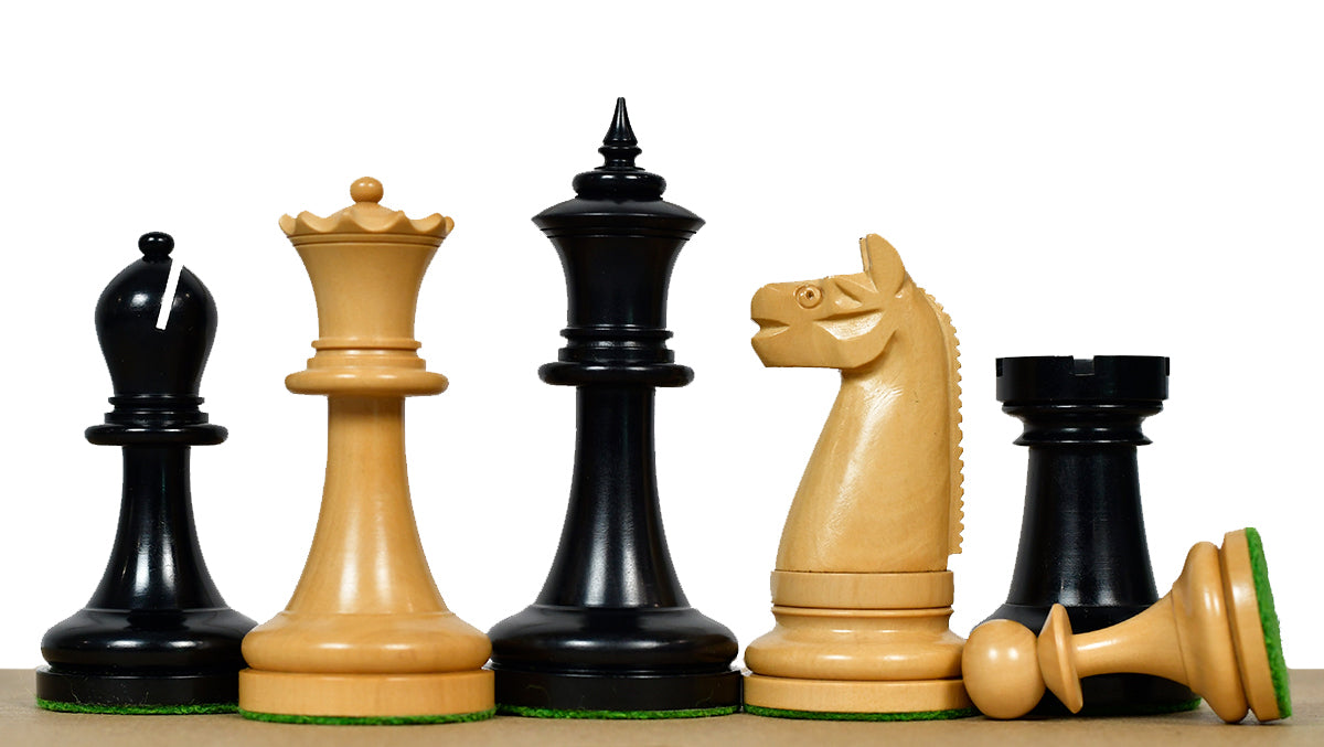 1900s' American Chess Company Reproduction Tournament Chess Set - In Ebony & Boxwood 3.8" King