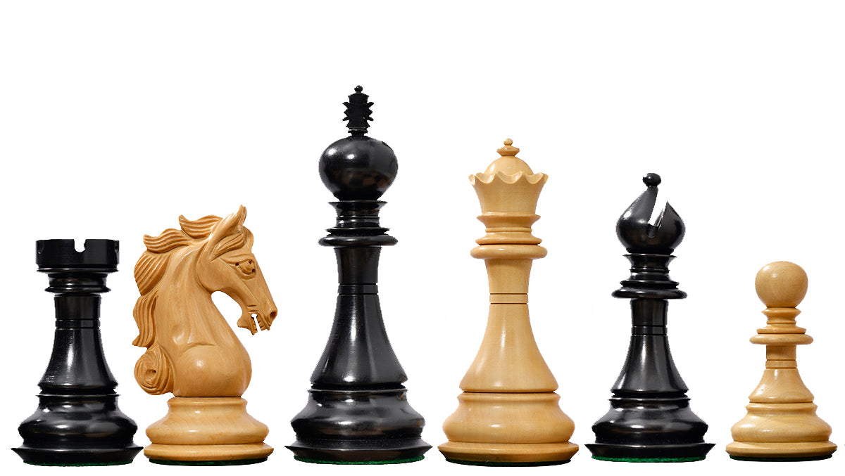 The Shera Series Staunton Triple Weighted Chess Pieces V2.0 in Ebony / Box Wood - 4.5" King