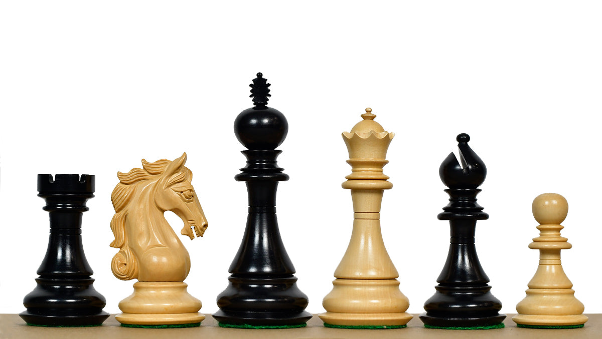 The Shera Series Staunton Triple Weighted Chess Pieces V2.0 in Ebony / Box Wood - 4.5" King