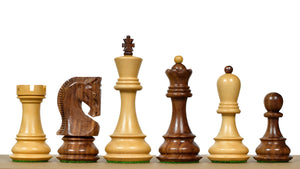 1959 World Chess Championship Russian Zagreb Weighted 3.8" Chess Pieces in Sheesham / Natural Boxwood - 1300 Grams
