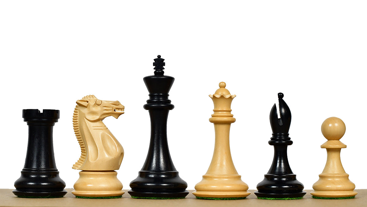 Dominator Staunton Weighted Wooden Chess Pieces in Ebony / Box Wood - 4.0" King