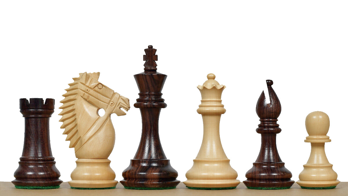 The Bridle Knight Series Wooden Chess Pieces in Indian Rosewood & Box Wood - 4.1" King