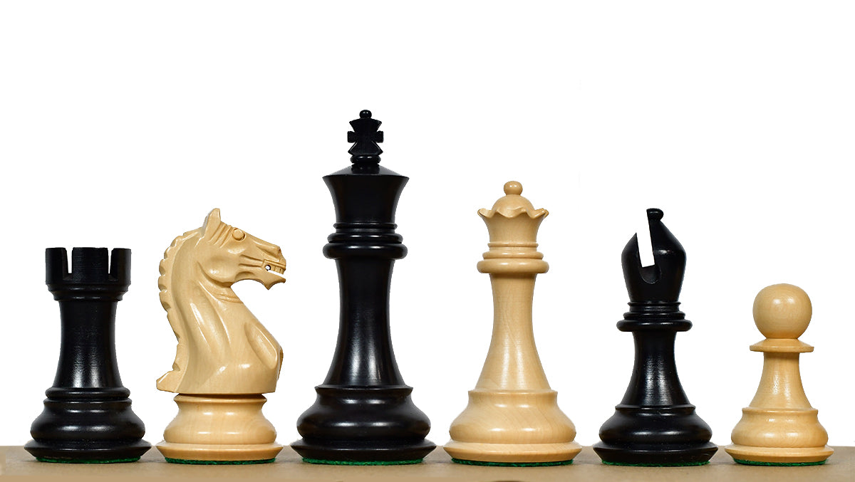 Fierce Knight (Queen's Gambit Series) Staunton Wooden Chess Pieces in Ebonized Boxwood & Box Wood - 4.0" King