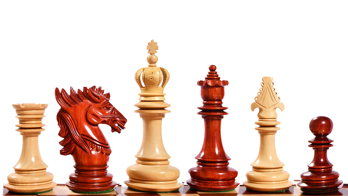 The Dragon Knight Series Wooden Chess Pieces Carved in Bud Rosewood / Boxwood - 4.6" King