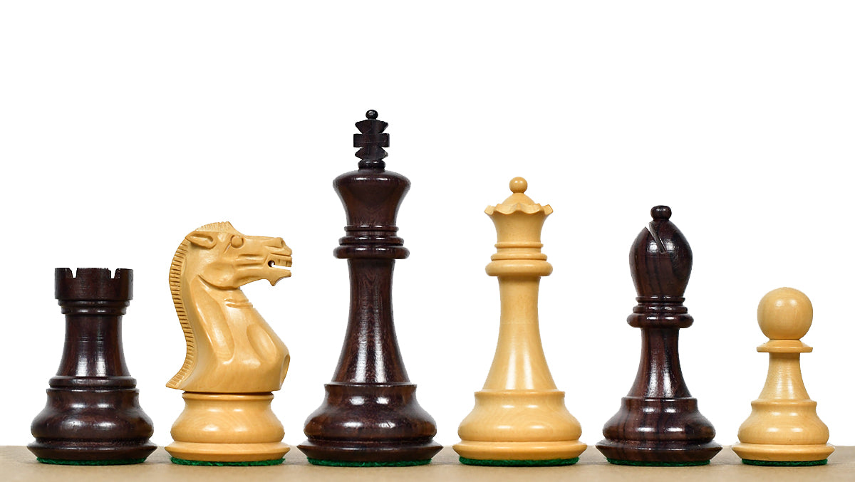4.0" Desert Gold Staunton Series Wooden Chess Pieces in Rosewood & Box Wood - 1300 Grams