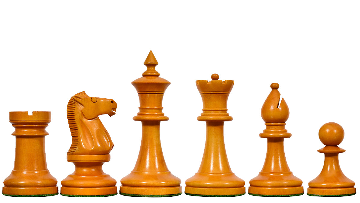 IMPROVED Repro 1904 Cambridge Springs International Tournament Chess Pieces in Ebonized & Antiqued Boxwood - 4" King