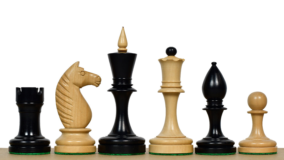 The Repro of Averbakh 1949 Moscow Chess Championship Chess Pieces in Ebonized & Boxwood 4.20 inch King - 1130 Grams Weight