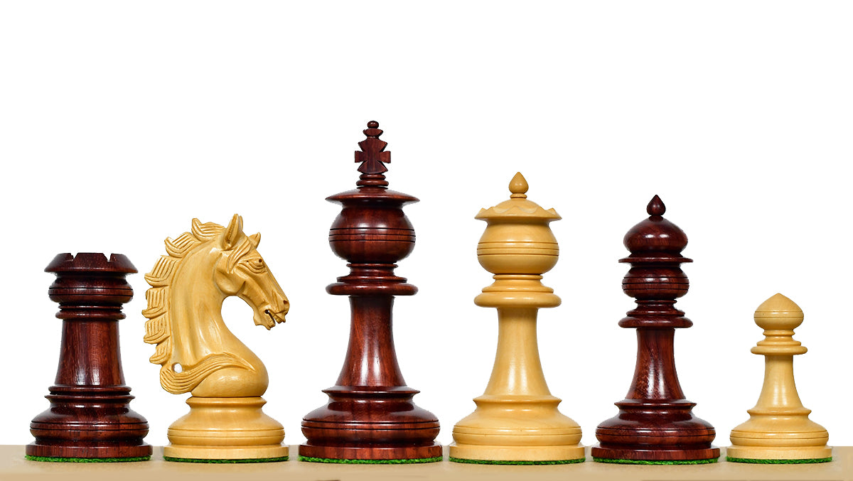 The Artisan Knight Handcrafted Luxury Wooden Chess Pieces In Bud Rosewood & Natural Boxwood - 4.4" King