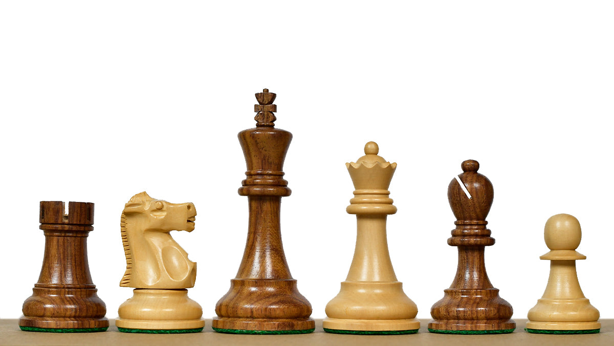 1972 Fischer Spassky Staunton Pattern Chess Pieces V2.0 in Sheesham Wood & Boxwood - 3.75" King