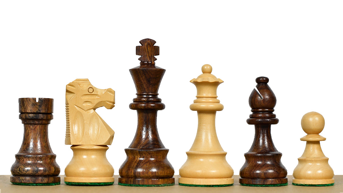 French Lardy Exclusive Weighted Chess Pieces in Sheesham Wood / Box wood - 3.75" Extra Queens