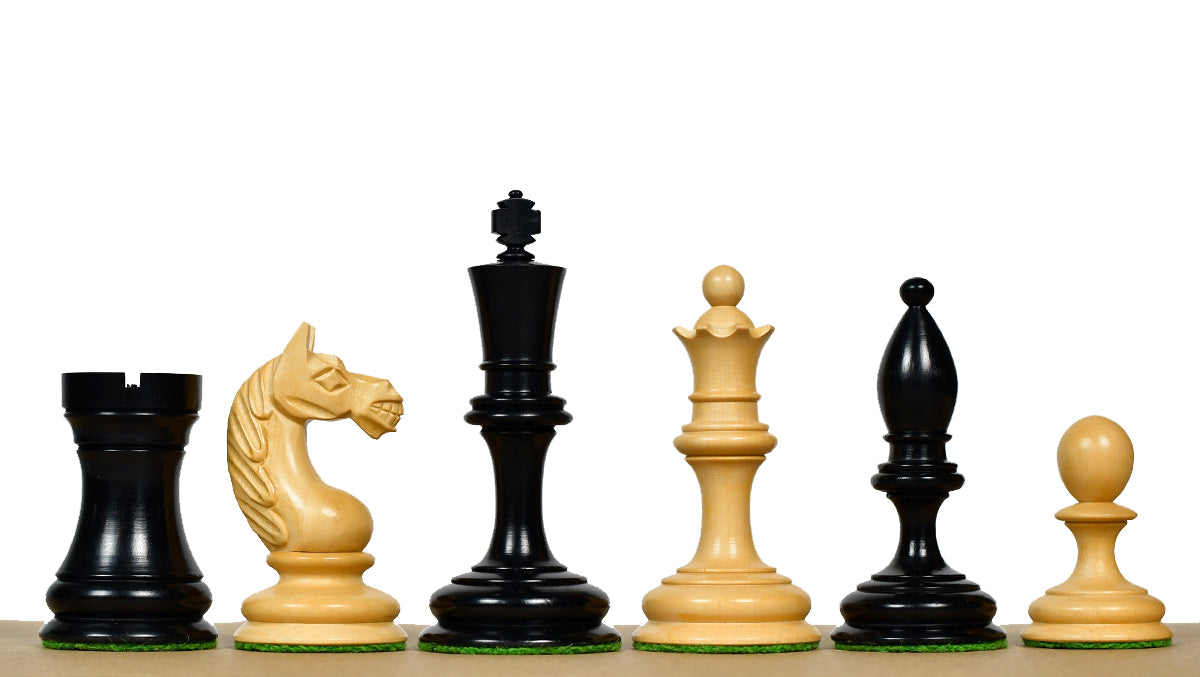 1933 Botvinnik Flohr-I Soviet Chess Pieces in Ebony / Boxwood - 4" King