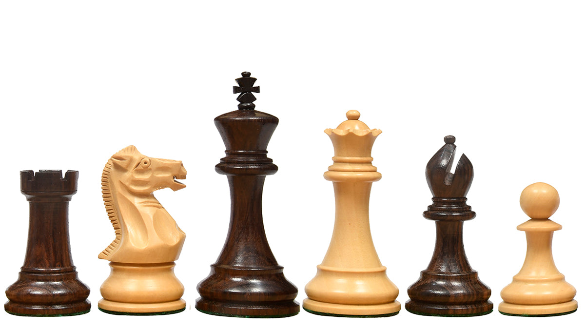 The Professional Series Tournament Staunton Weighted Chess Pieces in Indian Rosewood and Boxwood - 3.8" King