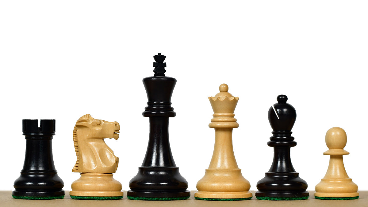 1972 Fischer-Spassky Staunton Pattern Chess Pieces V2.0 in Ebonized Boxwood & Natural Boxwood - 3.7" King