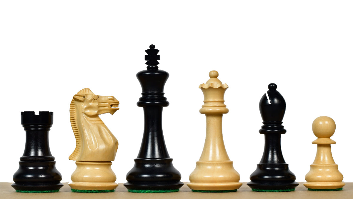 Desert Gold Staunton Series Wooden Chess Pieces in Ebonized Boxwood & Natural Boxwood - 4.0" King