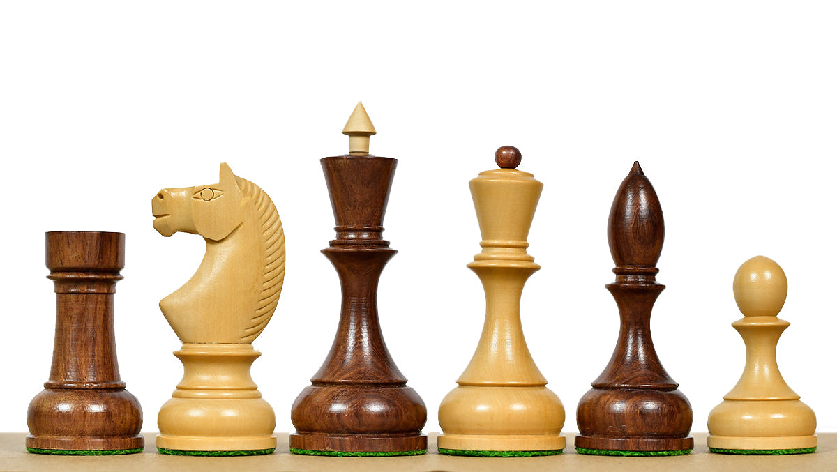 Circa 1930s "Leningrad Schoolboy" Soviet Chess Pieces 4.2 inch King in Sheesham & Boxwood - 1530 Grams