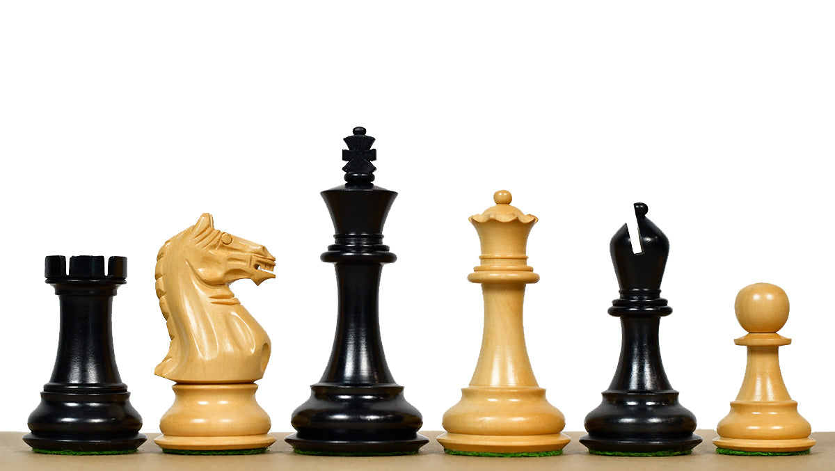 The 4 Inch Supreme Series (The Queen’s Gambit) Staunton Weighted Chess Pieces in Black Ebonized Wood & Boxwood - 1100 grams