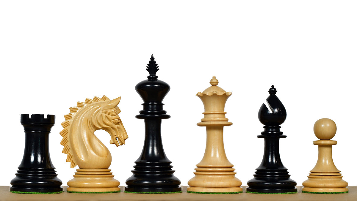 California Chrome Staunton Series Luxury Chess Pieces Version 2.0 in Ebony / Boxwood - 4.25" King