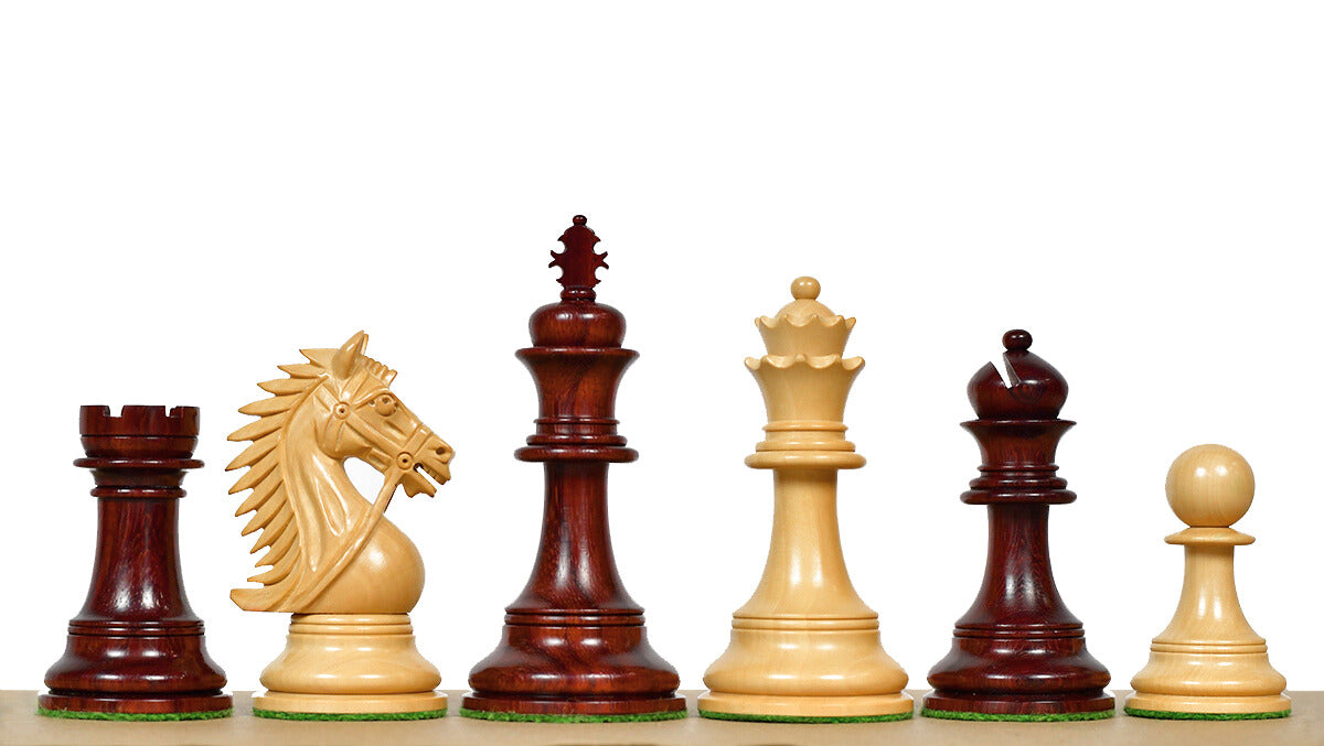 The Bridle Series Luxury Heavy Weighted Chess Pieces in Bud Rosewood / Boxwood - 4.2" King