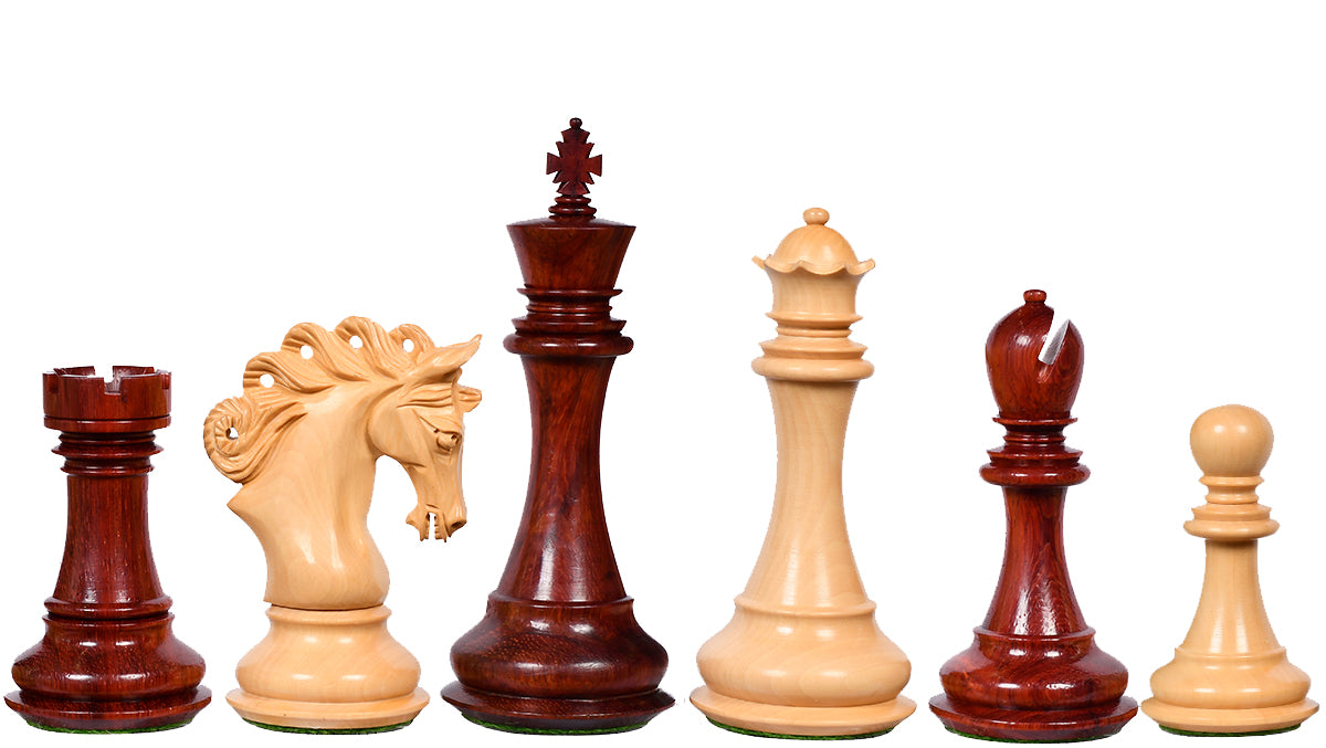 The Pegasus Series Artisan Staunton Chess Pieces version 2.0 in Bud Rosewood and Boxwood - 4.6" King