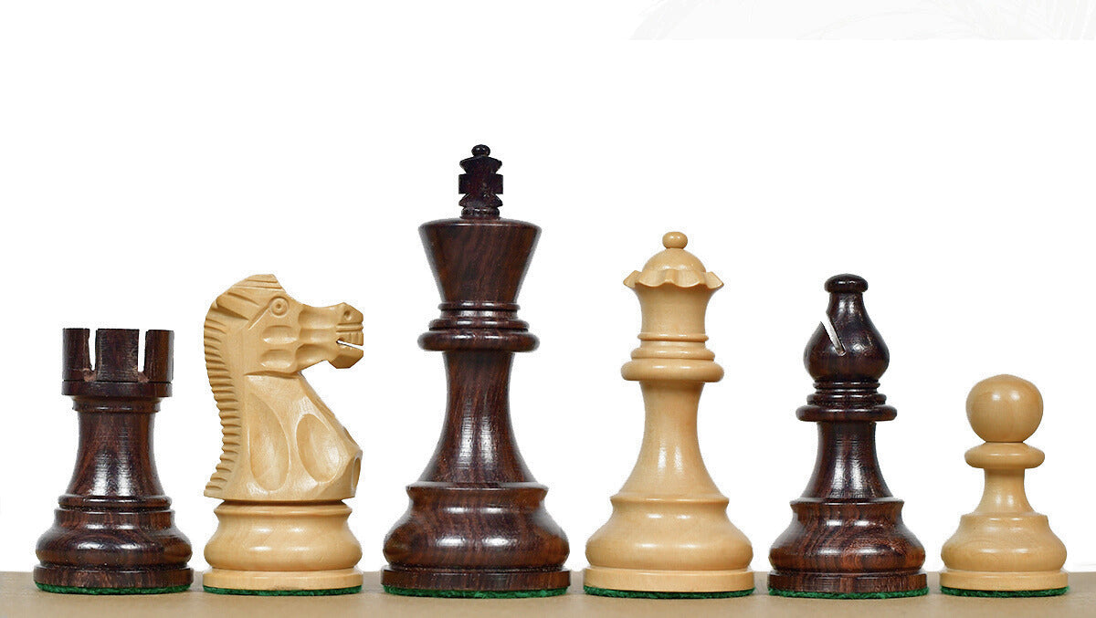 Smokey Staunton Series Chess Pieces in Rosewood & Boxwood - 3.8" King
