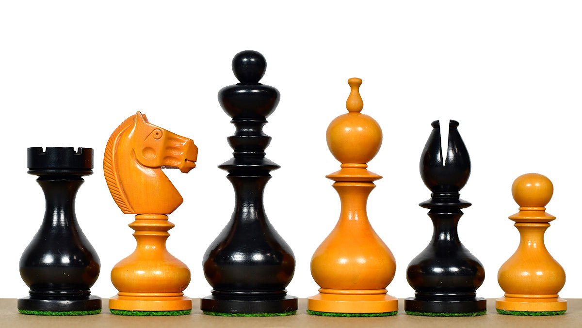 Antique Dublin Calvert Chess Pieces in Ebonized & Antiqued Boxwood 4.1" King - 850 Grams