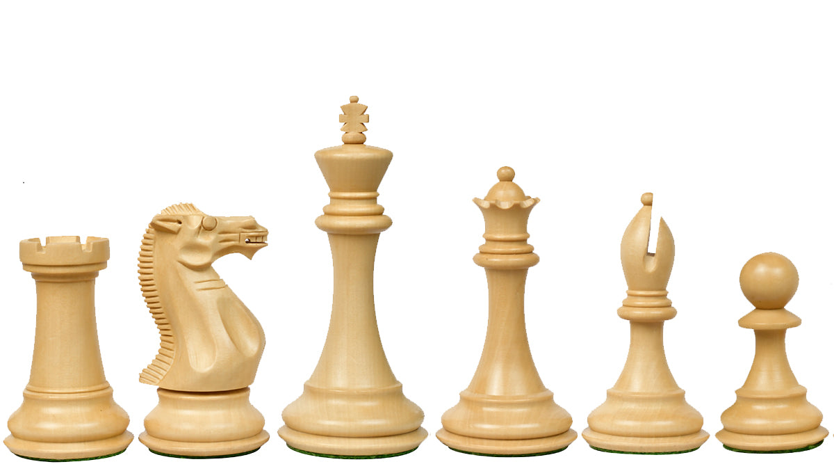 Dominator Staunton Weighted Wooden Chess Pieces in Ebony / Box Wood - 4.0" King