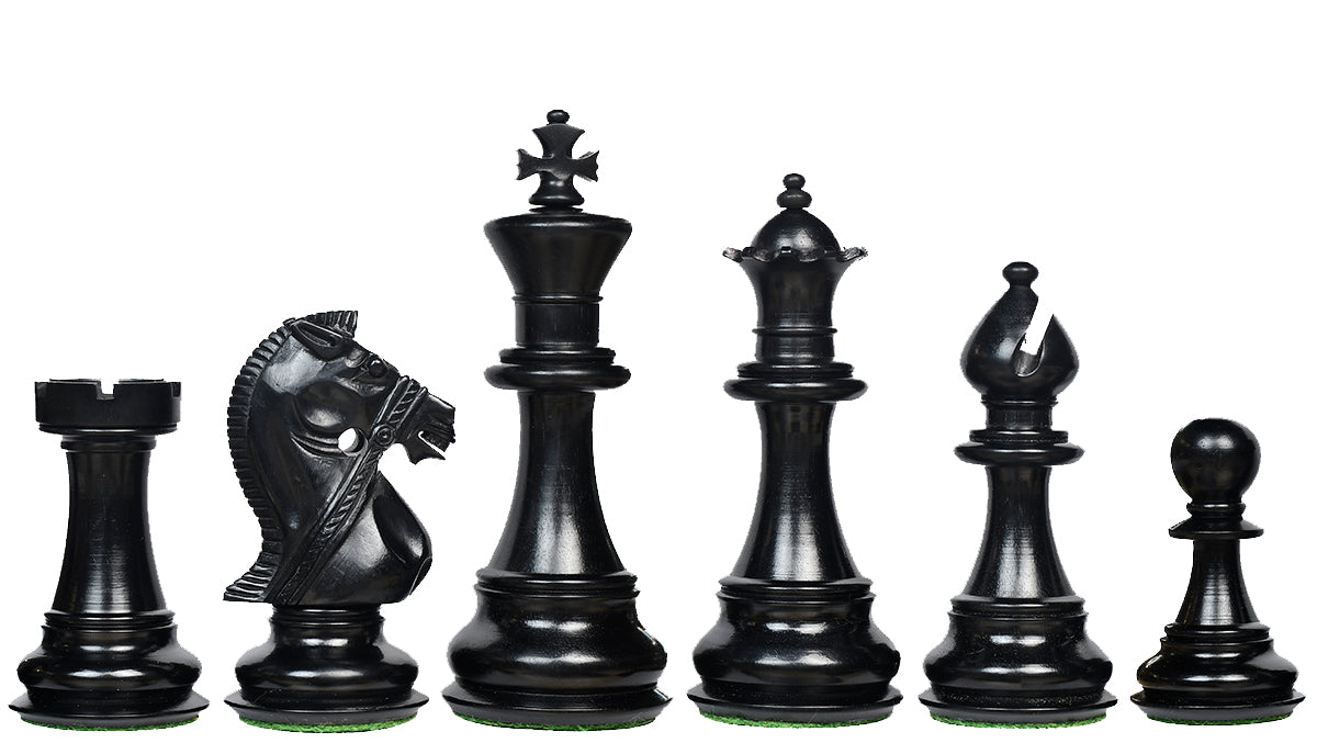 The Noble Stallion Chess Set Bridle Edition in Ebony & Box Wood - 4.8" King