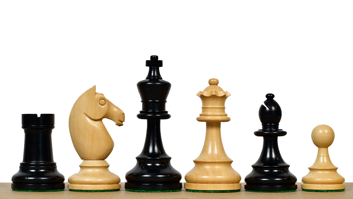 1962 Stockholm Interzonal Chess Championship Chess Pieces in Ebonized & Boxwood 3.75 inch King - 1200 Grams Weight