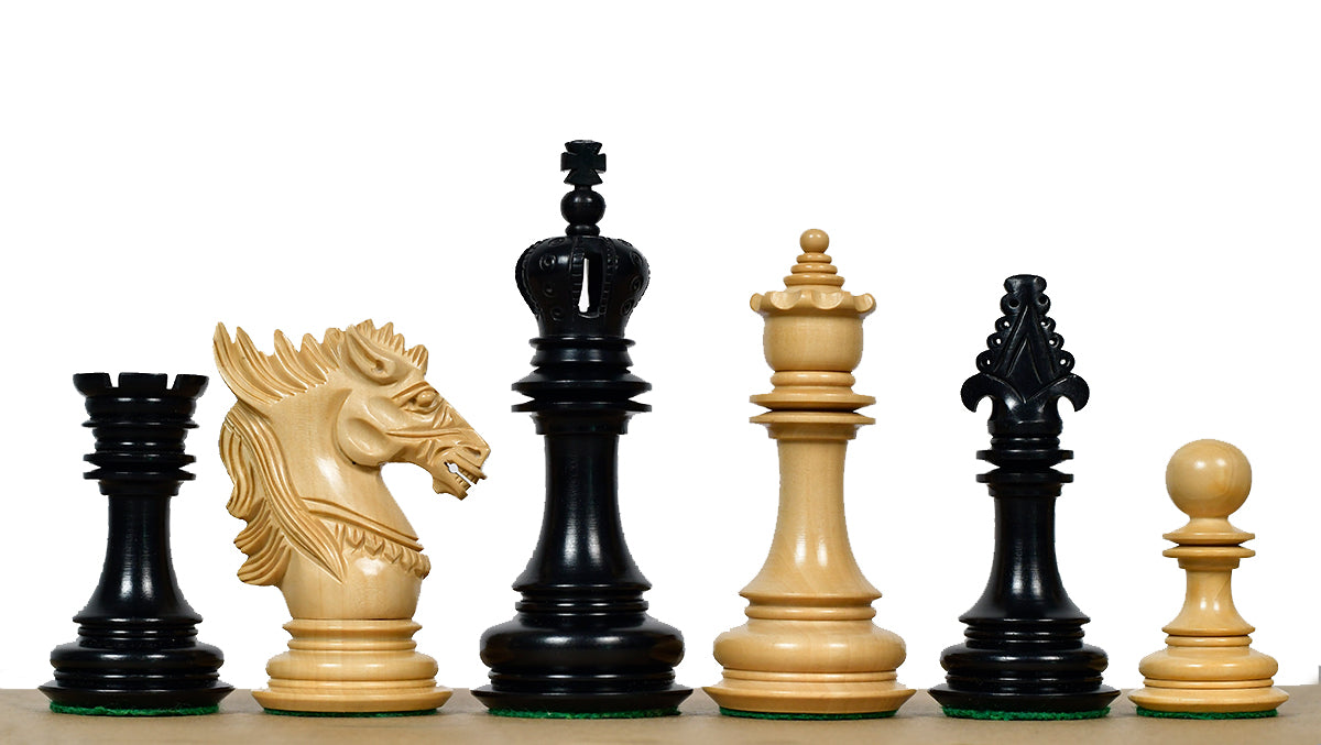 The Dragon Knight Series Wooden Chess Pieces Carved in Ebony / Boxwood - 4.7" King