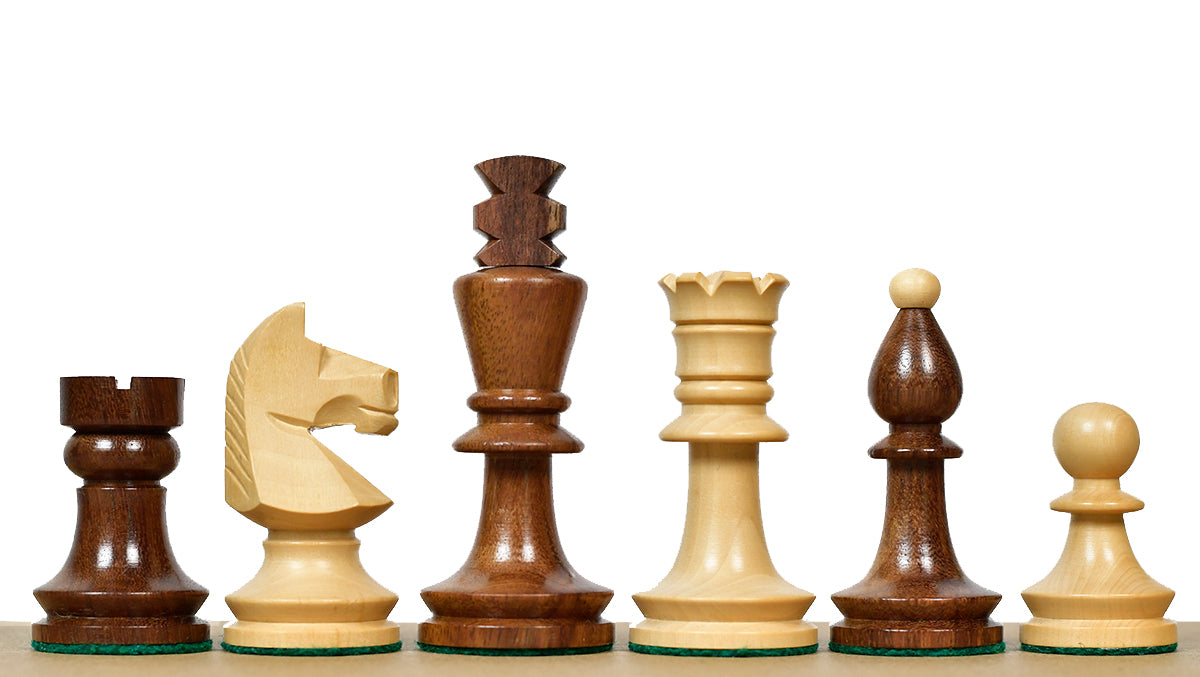 3.8" Romanian-Hungarian National Tournament Chess Pieces in Sheesham & Boxwood - 1050 Grams