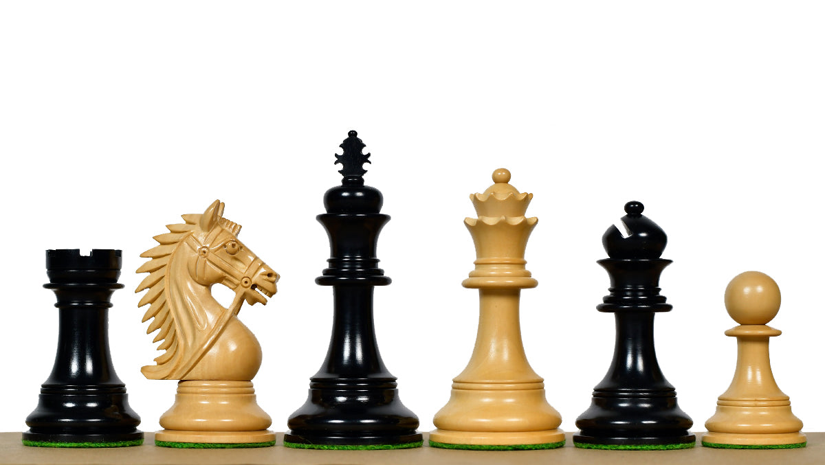 The Bridle Series Luxury Triple Weighted Chess Pieces in Ebony Wood / Boxwood - 4.2" King