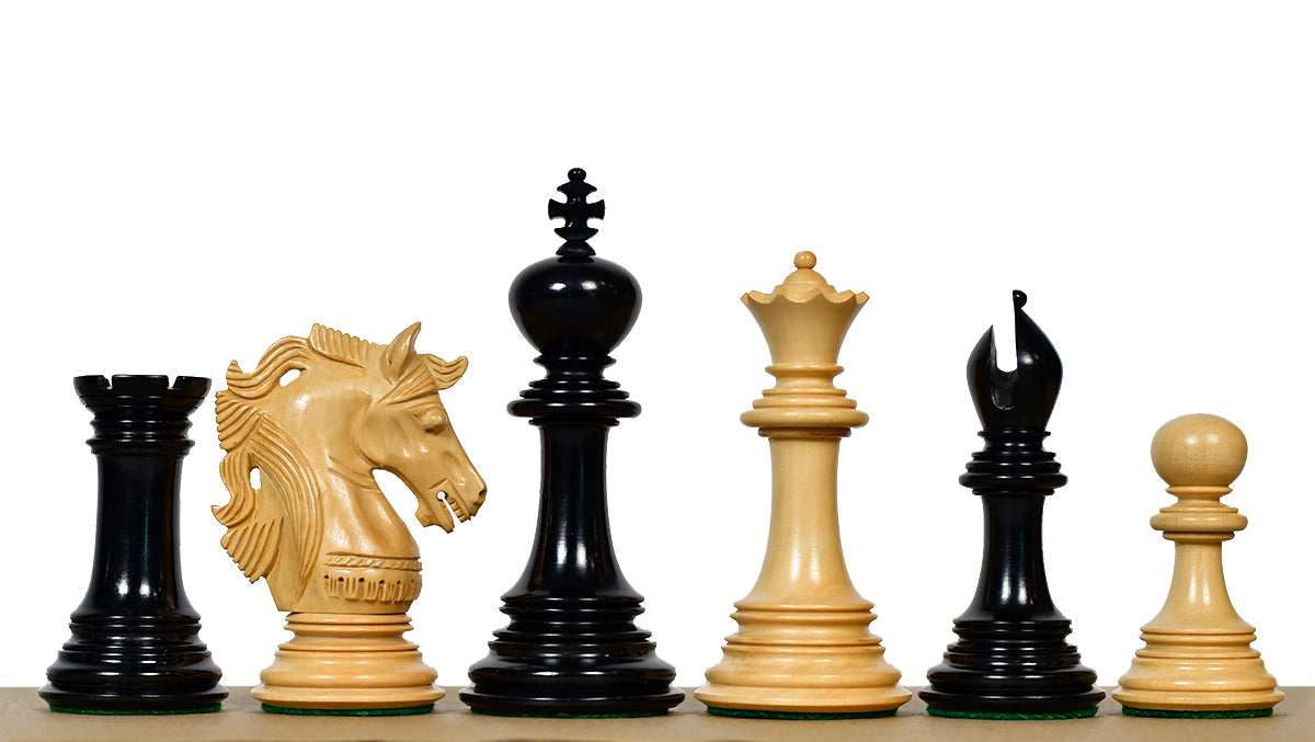 Crown Heritage Series Luxury Chess Pieces in Ebony Wood & Natural Boxwood 4.3” King