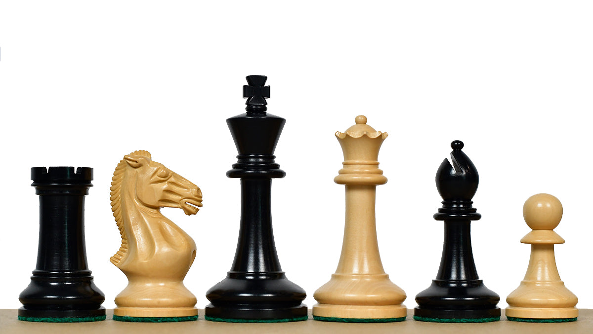 GM Blitz Edition Staunton Series Chess Pieces in Ebony Wood & Natural Boxwood - 3.75" King