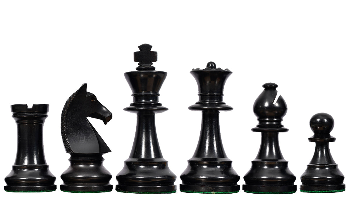 90s French Chavet Championship Tournament Chess Pieces V2.0 in Ebonized / Box Wood - 3.6" King
