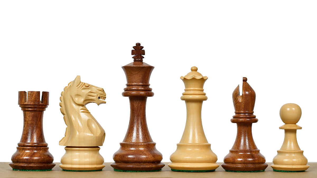 Fierce Knight (Queen's Gambit Series) Staunton Wooden Chess Pieces in Sheesham & Box Wood - 4.0" King