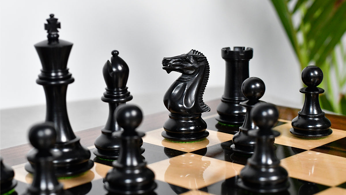Modern Staunton Series Chess Pieces for Chess Players - Ebony & Box Wood - 3.75" King