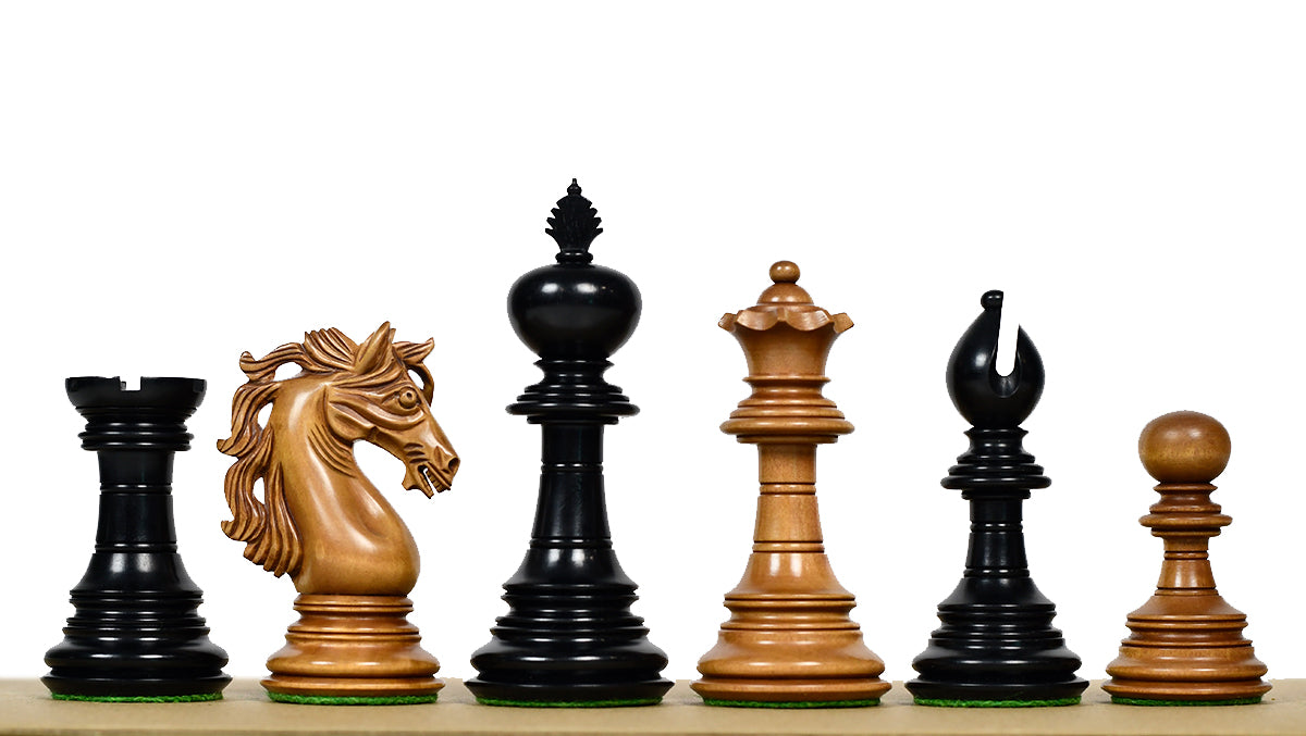 American Adios Series Luxury Chess Pieces in Distressed Boxwood & Ebony Wood - 4.4" King