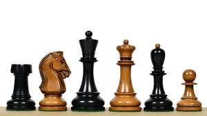 1950s' Fischer Dubrovnik Weighted Chess Pieces Set in Genuine Ebony Wood / Distressed Antique Wood - 4.25" King Size