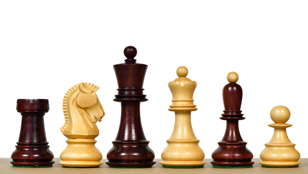1950s' Fischer Dubrovnik Chess Pieces in Bud Rose Wood / Box Wood - 3.75" King