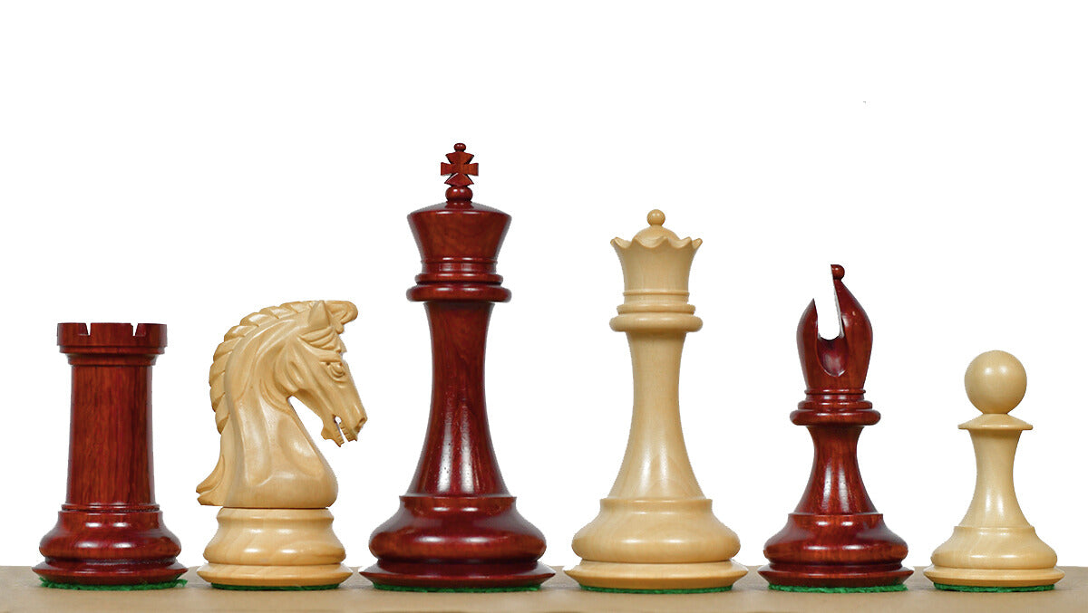 The 4.4 Inch Luxury Imperial Collector Series Artisan Chess Pieces Triple Weighted in Bud Rosewood and Boxwood - 1800 GMS